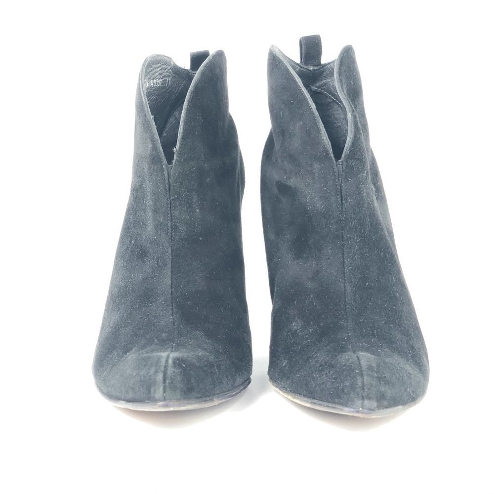 Stuart Weitzman 7 Black Suede Split Front Bootie V - image 4